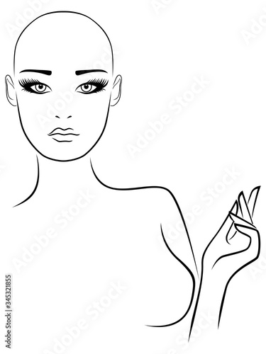 Outline of hairless woman