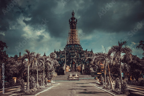 Balinese hindu temple Bajra Sandhi monument in Denpasar, Bali, Indonesia on background tropical nature and blue summer sky, Indonesia photo