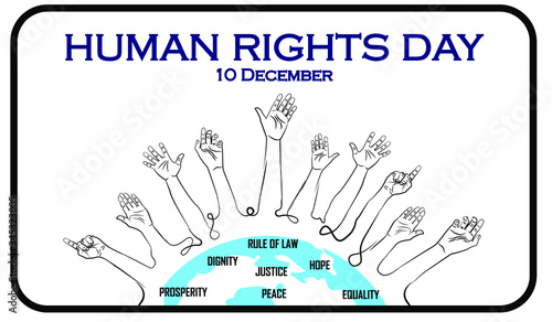 Human Rights Day banner , 10th December.design illustration HAND UP