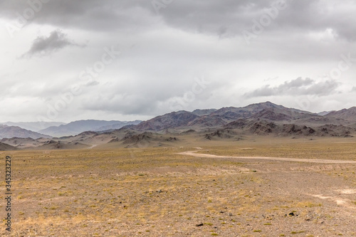 Typical landscapes of Mongolia. mountain slopes and valleys.