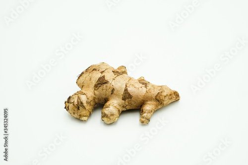 Ginger or Zingiber officinale shots on isolated white background.