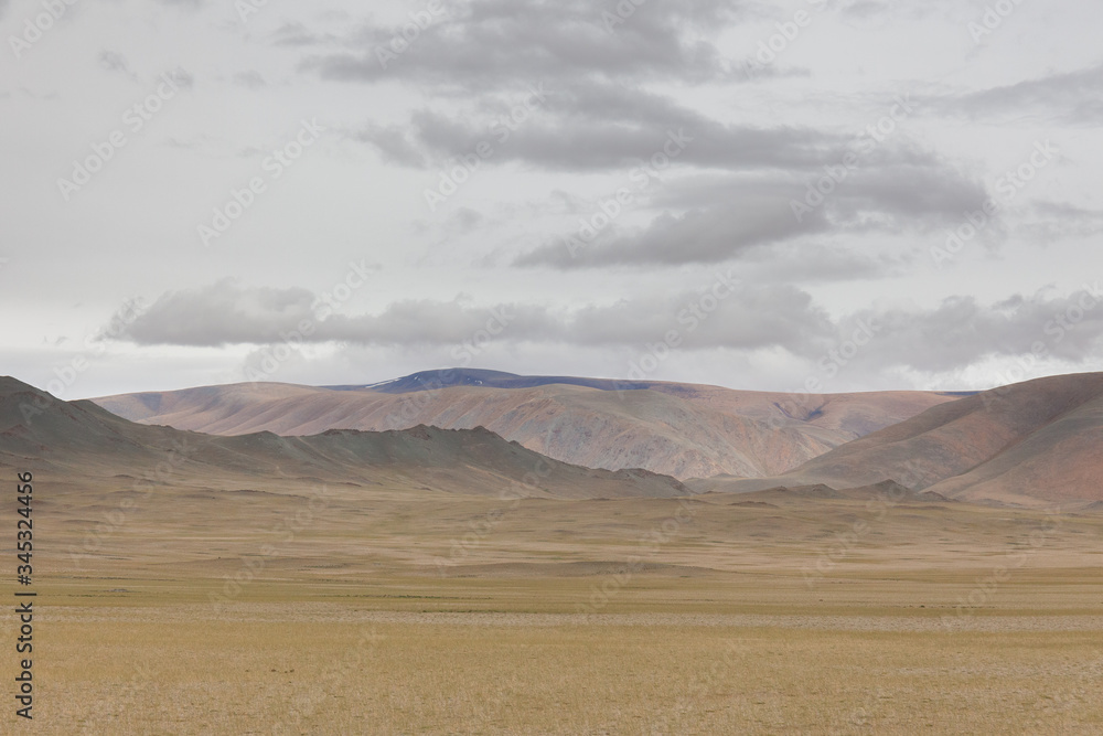 Fototapeta premium Typical landscapes of Mongolia. mountain slopes and valleys. Altai, Mongolia