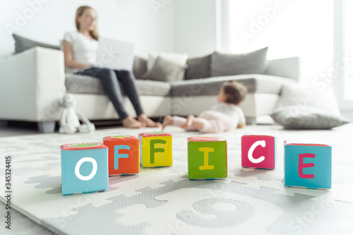 Mother working from home -Quarentine - Stay Home - Home office
