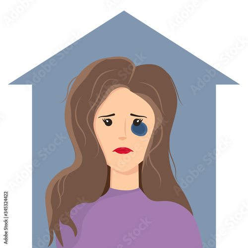 female domestic violence - vector illustration.