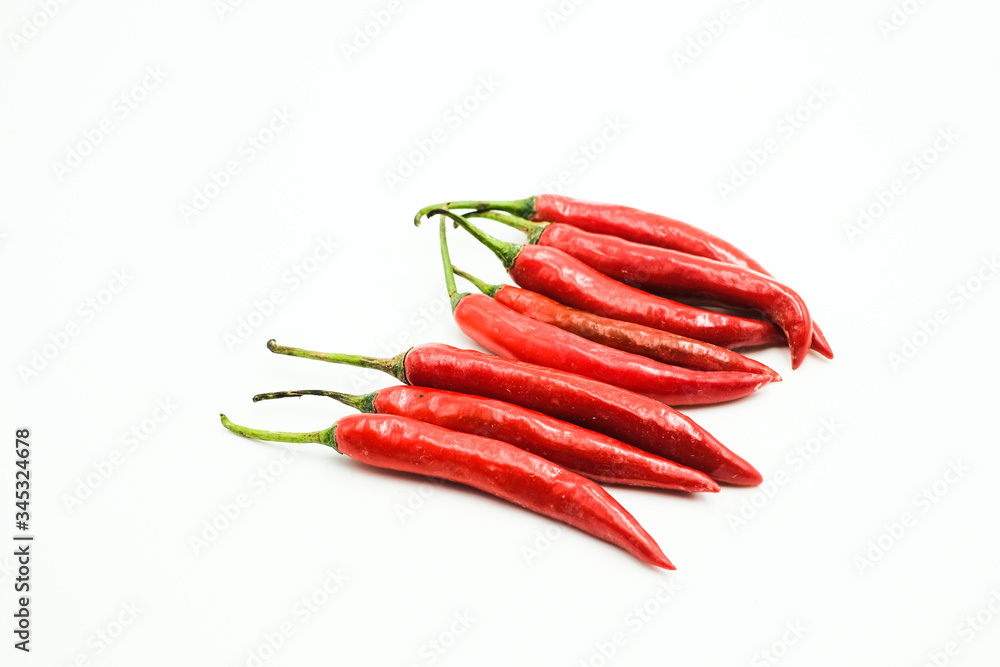 Red Chili or peppers or Capsicums , shots on isolated white background.