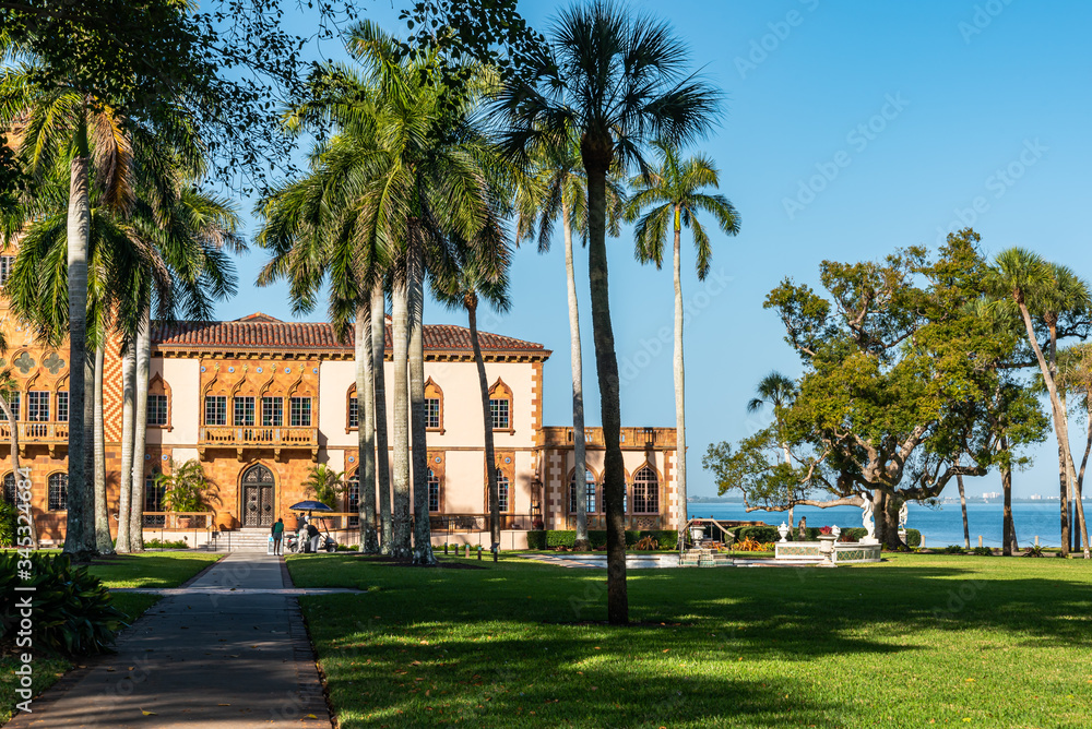 View of facade of old american mansion in Florida