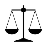 Justice scale icon. Court symbol on white background. Vector illustration EPS10.