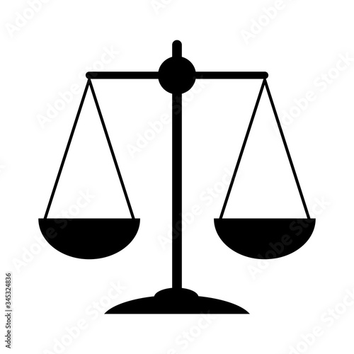 Justice scale icon. Court symbol on white background. Vector illustration EPS10.
