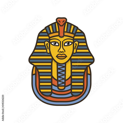 Golden funerary  mask of Tutankhamun isolated vector illustration for Museum Day on May 18