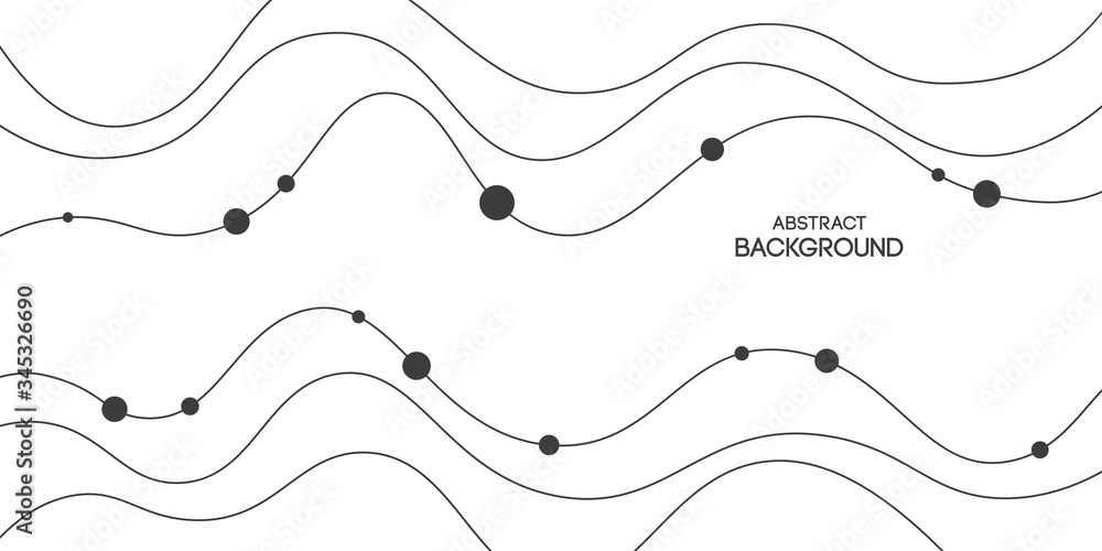 Abstract background, poster, banner. Composition of smooth lines and dots. Vector monochrome illustration in flat style. Abstract background, poster, banner. Composition of smooth lines and dots. Vector monochrome illustration in flat style.