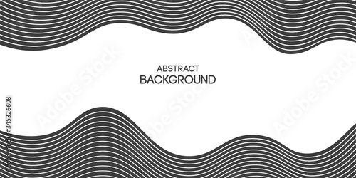 Abstract striped background, poster, banner. Composition of smooth dynamic waves, lines. Trendy design. Vector monochrome illustration in flat style.