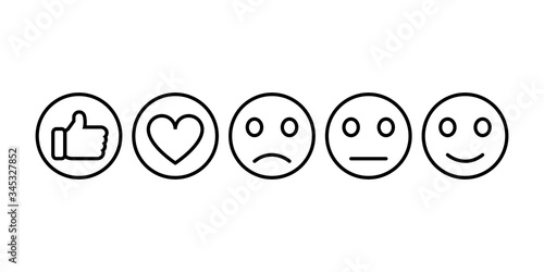 Set emoticons icon. Emoji flat design. Emoticons web icons. Chat comment reactions in white background. Round buttons for web.