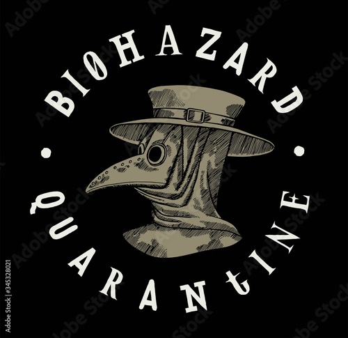 Biohazard quarantine medieval plague doctor t-shirt print.