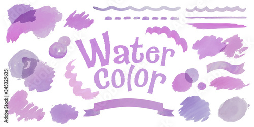 水彩、にじみ、カラフル、リボン、罫線、見出し、インク、テクスチャー、線、濁り、円、丸、虹色、混色、淡い、混ざり、グラデーション、色とりどり、鮮やか、色