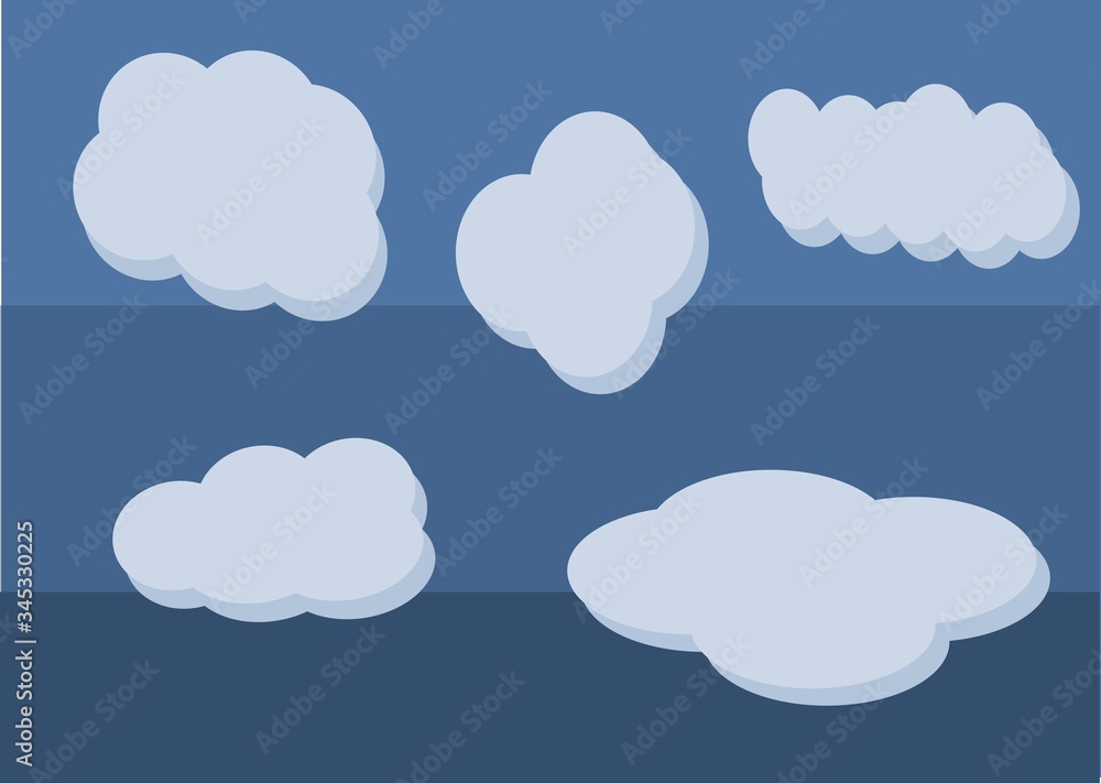 set of clouds on blue background set of clouds on blue background