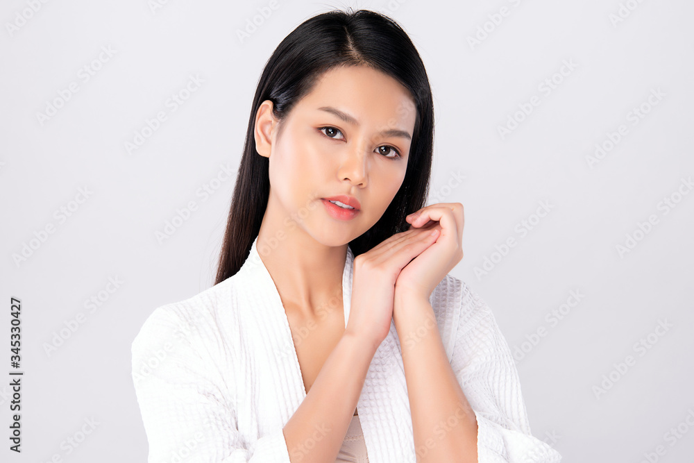 Beautiful Young Asian Woman with Clean Fresh Skin. Face care, Facial treatment, Cosmetology, beauty and healthy skin and cosmetic concept, woman beauty skin isolated on white background Beautiful Young Asian Woman with Clean Fresh Skin. Face care, Facial treatment, Cosmetology, beauty and healthy skin and cosmetic concept, woman beauty skin isolated on white background