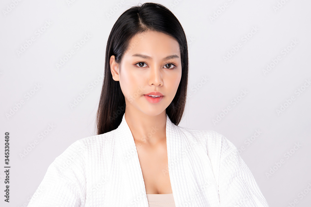 Beautiful Young Asian Woman with Clean Fresh Skin. Face care, Facial treatment, Cosmetology, beauty and healthy skin and cosmetic concept, woman beauty skin isolated on white background Beautiful Young Asian Woman with Clean Fresh Skin. Face care, Facial treatment, Cosmetology, beauty and healthy skin and cosmetic concept, woman beauty skin isolated on white background