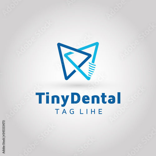 Dental tooth implant isolated vector logo design template.