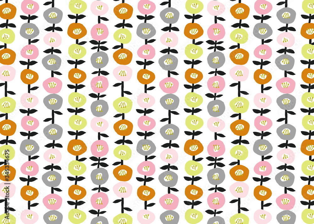 Obraz premium Nordicfloral pattern wallpaper 北欧 花柄壁紙