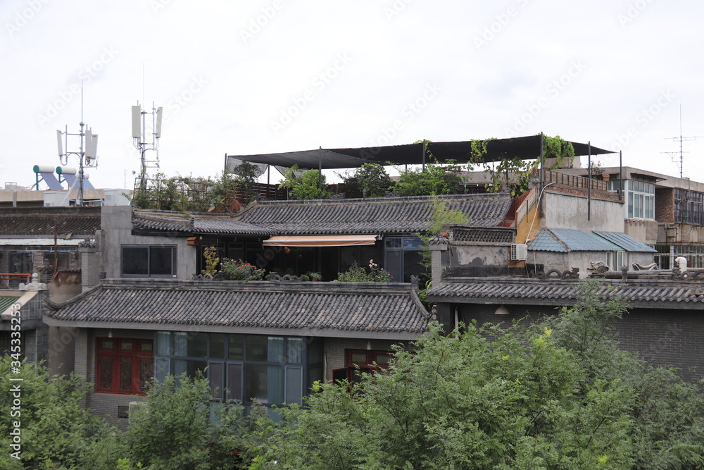 Terrasse sur le toit d'une maison à Xi'an, Chine Terrasse sur le toit d'une maison à Xi'an, Chine