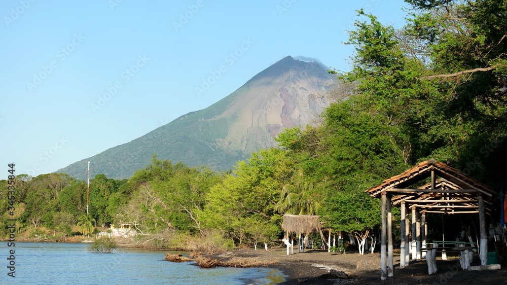 Volcano and beach, Ometepe island, Nicaragua
