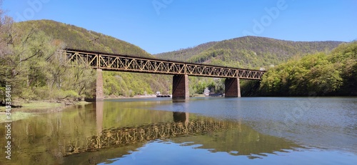 View Of Railway Bridge And Water Reservoir Ruzin In Slovakia photo