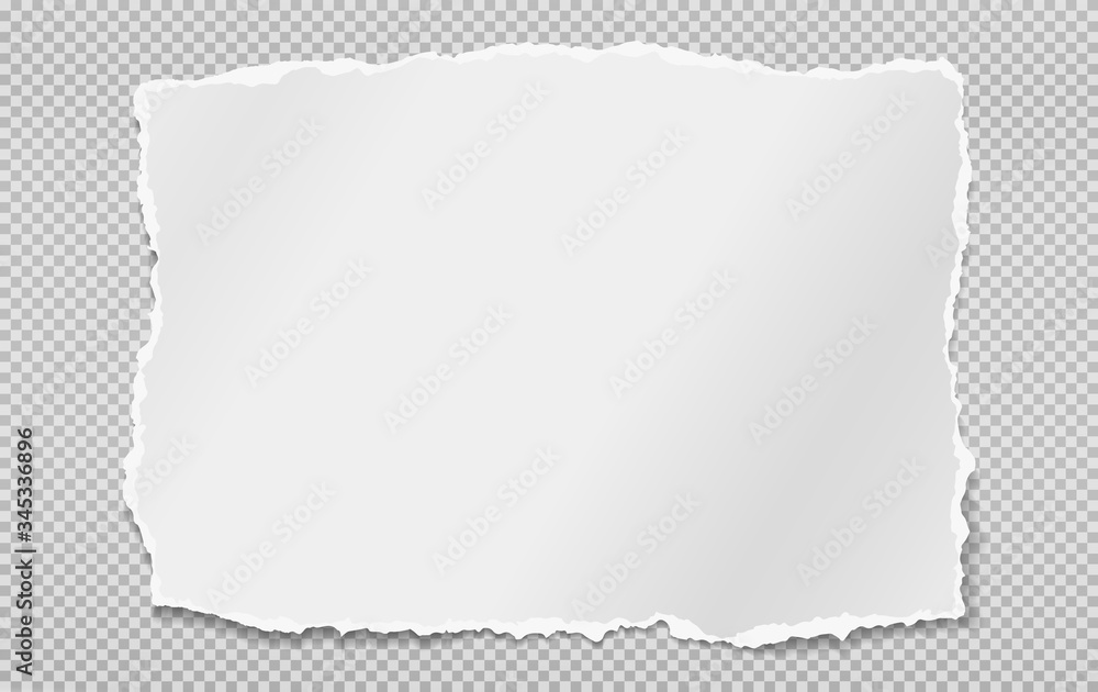 Piece of torn white note, notebook paper with soft shadow stuck on squared background. Vector illustration Piece of torn white note, notebook paper with soft shadow stuck on squared background. Vector illustration