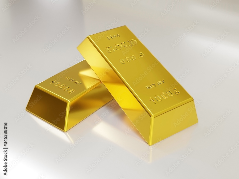 3D Rendering, Gold bars on white background for financial and investment concept. 3D Rendering, Gold bars on white background for financial and investment concept.