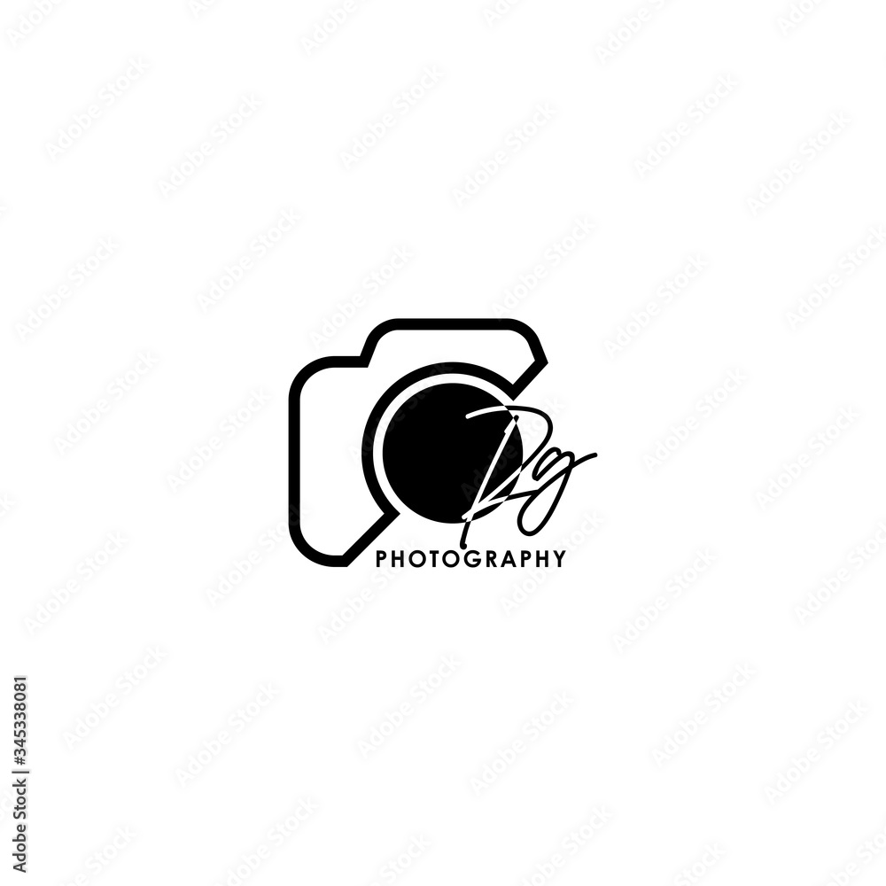 Initial Letter PG with camera. Logo photography simple luxury vector.