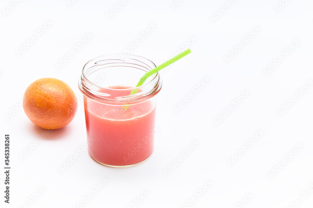 Jar of homemade red orange juice Jar of homemade red orange juice