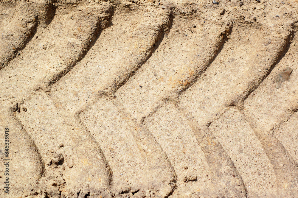 The tire track from the car on clay. The tire track from the car on clay.