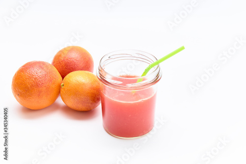 Jar of homemade red orange juice