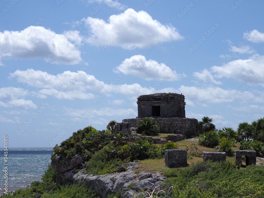 Temple of god of winds at TULUM city at seaside at Mexico