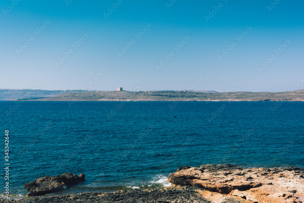 view of the sea from the sea to comino