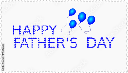 Happy Father's Day written with blue hearts - illustration