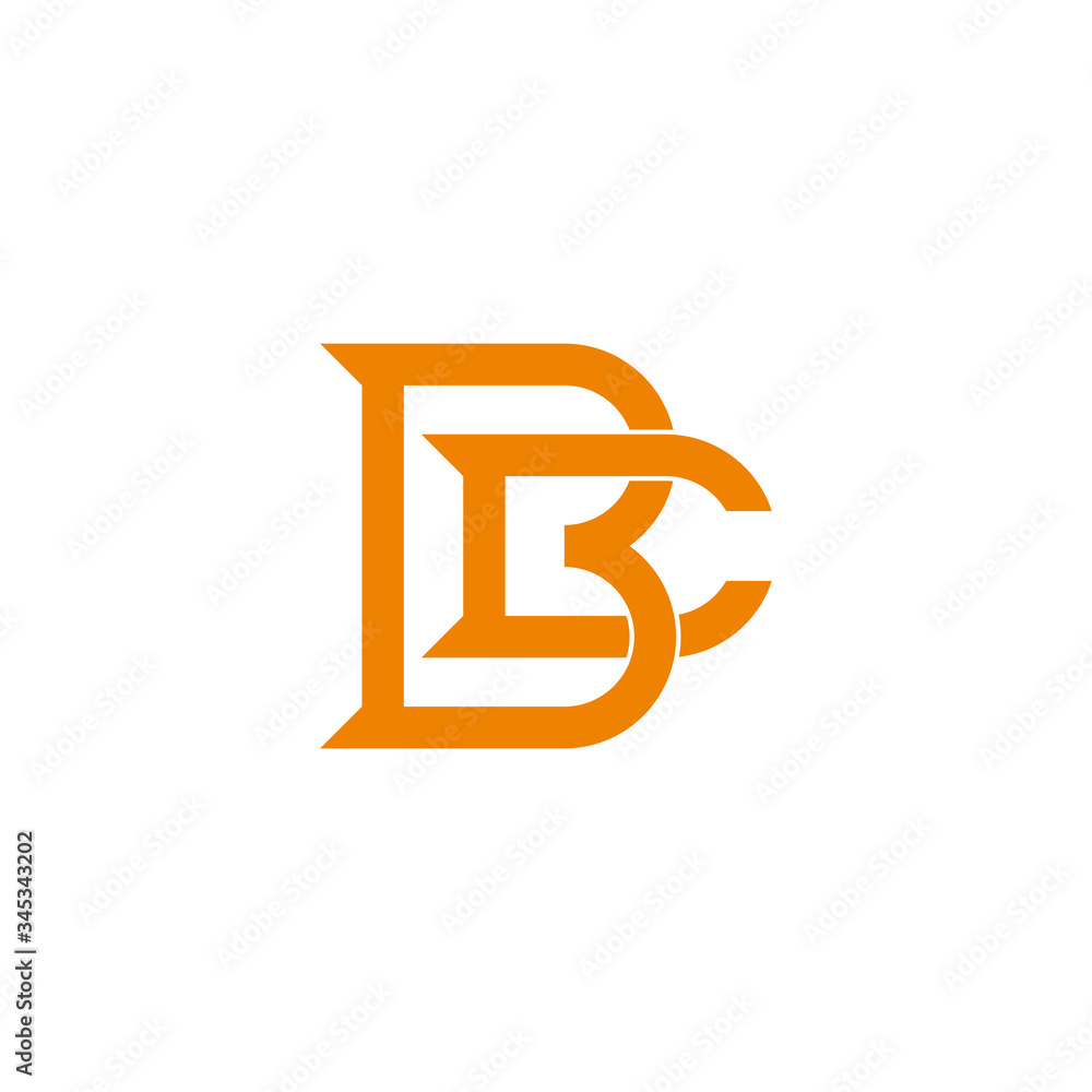 abstract letter bc linked geometric overlap design logo vector