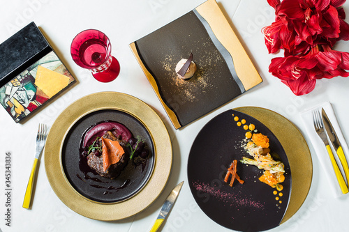 Restaurant dishes with a beautiful serving