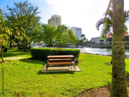 Cityscape view of the popular Las Olas Riverwalk downtown district