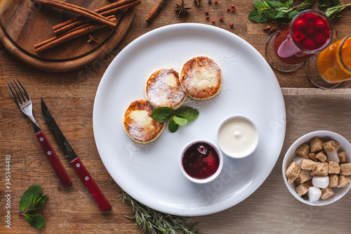 Beautiful golden cheese pancakes fried