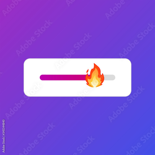 Social media emoji slider with fire icon. Vector Illustration	
