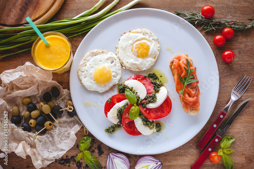 Fried egg. Close up view of the fried egg