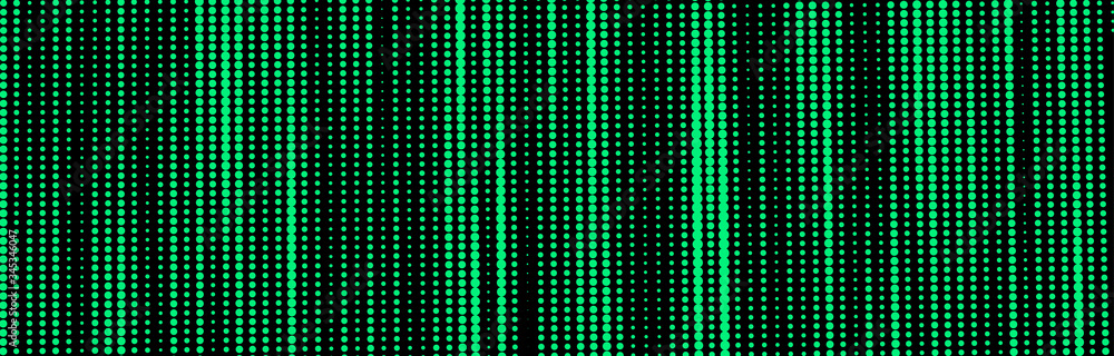 Abstract matrix. Gradient halftone. Many green dots of different sizes on dark background. Vector Abstract matrix. Gradient halftone. Many green dots of different sizes on dark background. Vector