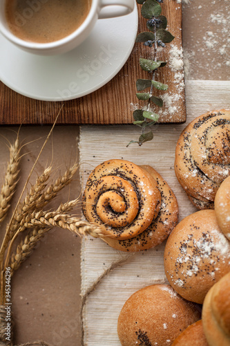 baking with coffee on table