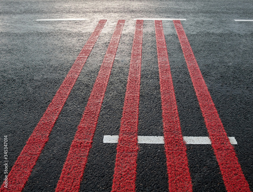 Fotografie Red rumble strips on the road.