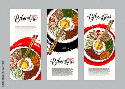 Three banners with Bibimbap