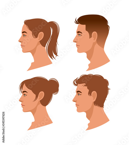 Woman and man profiles
