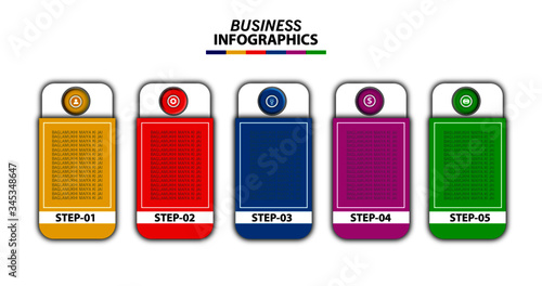 business  infographic template designs with 5 steps option