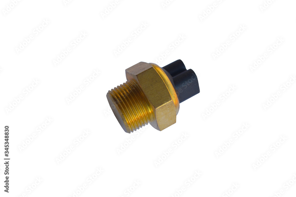 Car temperature sensor isolated on white background. Spare parts. Car temperature sensor isolated on white background. Spare parts.