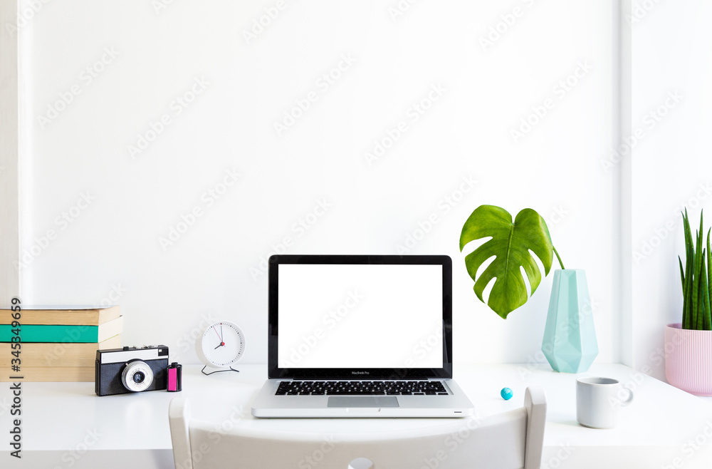 Home office, computer and office supplies on office workplace.