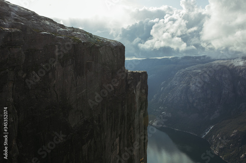 view of the river from the mountains of norway